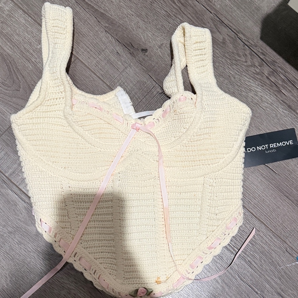 for love and lemon Cream Knit Crop Top NWT